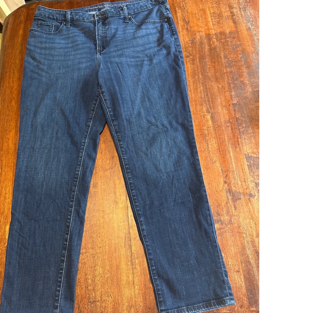 Chico's So Slimming Girlfriend Slim Leg Ankle Jeans Women 14R Dark Wash - Picture 2 of 11